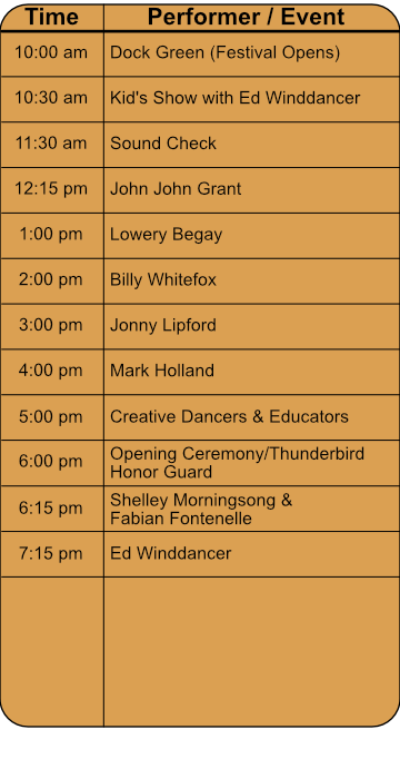 2024 Musical Echoes Schedule for Friday April 26, 2024